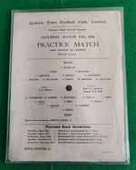 Ipswich Town Football Programme Practice Game Blues V Reds 1956/57 Single Sheet