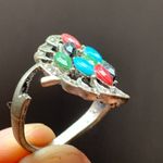 RARE ANCIENT ROMAN BRONZE RING ENGRAVED BEAUTIFUL MULTICOR STONE AUTHENTIC