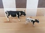 Schleich D-73527 Black and White Cow & Calf Figure Bundle