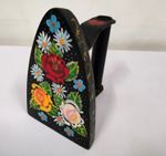 Vintage Barge Ware Hand Painted Flat Iron Floral Folk Art