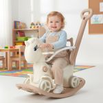 5 in 1 Baby Rocking Horse Ages For 1-6 with Push Handle,Backrest & Balance Board