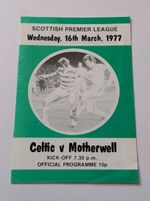 Celtic v Motherwell Scottish Football programme March 1977