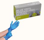 100 Blue Vinyl Powder-Free Latex-free Disposable Gloves - Extra strong, Medium 