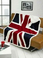 Luxury Union Jack USA Flag Cosy Fleece Sofa Bed Blanket Throw Sherpa Faux Fur