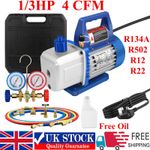1/3HP 4CFM Single Stage Vacuum Pump Air Conditioning Manifold Gauge Kit R134
