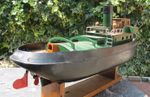 Charming 1960 wood tug boat operates off 2 D cell batteries works.