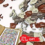 3D Wooden World Map, Multilayered Travel Map with States and Capitals, Wall Map
