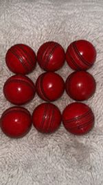 9x Mini Cricket Practice Balls Red Leather Stitched Training Pack of 9