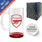 Personalised Engraved Arsenal Beer Mug, Gift Boxed, Football Beer Glass