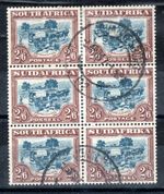 South Africa 1932 2d 6d Ox-wagon Inspanned  SG 49 FU CDS block of 3 horiz pairs
