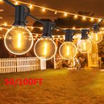 50-100FT Festoon Outdoor Lights Mains Powered LED G40 Bulbs Garden String Lights