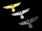 3Pcs Gold Silver Black WW2 German Eagle Iron Cross Military Badge Hat Pin Brooch