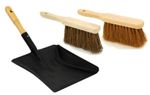 Black Hooded Metal Dust Pan with Soft or Stiff Brush Dustpan ash pan SPECIAL SET