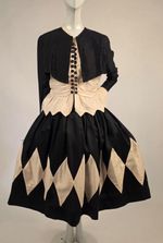 ANTIQUE 1920’S 3 PC BLACK + WHITE HARLEQUIN DIAMOND HALLOWEEN COSTUME DRESS