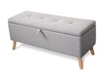 PRADO Grey Fabric Ottoman Storage Bench | End of Bed Stool | Hallway Seat