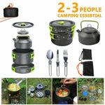 Camping Cooking Set Non Stick Folding Camp Pot Pan Saucepan Kettle Cookware Kit