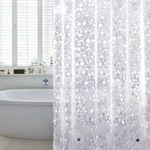 Shower Curtains Mould Proof Resistant 3D Effect Pebble Clear with Magnets Hooks