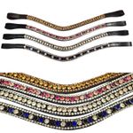 CRYSTAIL DIAMANTE WAVE SOFT PADDED LEATHER BROWBANDS FOR BRIDLE LOTS OF COLOURS