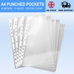 A4 Clear Punched Pockets Plastic Poly Strong Filing Wallets Sleeves Protector