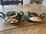 Antique Japanese Studio Pottery Milk Jug & Sugar Bowl. Rare Damaged Condition