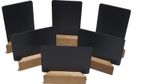 A6 size -chalkboards -blackboards + triangular shaped stained wooden base + pen 