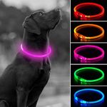 Light Up Dog Collar Pet Flashing LED USB Rechargeable Safety Size Adjustable UK