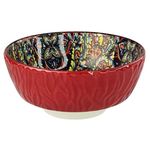 2 x Large Bohemian Style Ceramic Bowls with knob soup cereal 800ml, claret