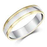9ct Yellow Gold & Sterling Silver Ring 5mm Two Tone Wedding Band UK Hallmarked