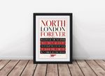Arsenal North London Forever Song Print Wall Art Poster Framed/Unframed