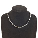 Hematite Multi Textured Beaded Necklace T Bar Finish