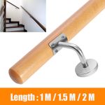 Stair Handrail Beech Wooden Stair Rail Wall Mounted Staircase with Brackets Kit