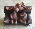 Moose Couple Kissing Figurine Rustic Lodge Cabin Decor Wildlife Porch Bench Gift