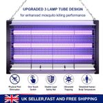 20W 30W Electric Insect Killer Mosquito Fly Bug Zapper Pest Trap UV Lamp 3 Tube