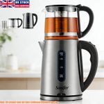 Electric Kettle Tea Maker,Stainless Steel Kettle&Glass Teapot,1.8L +1L,1500w