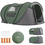 Outsunny Camping Tent Dome Pop-up Tent  with Windows for 3 Person Dark Green