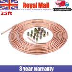 25ft Copper Nickel Brake Pipe Hose Line Tube Roll 3/16'' Fittings Tubing Kit UK