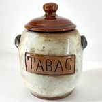 Antique Ceramic Tobacco Jar With Lid Pipe Design Smoking Storage German Tabac