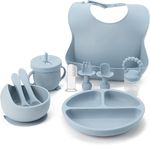 Indique Baby Weaning Set - 11 Pcs Silicone Baby Feeding Set with Suction Plate, 