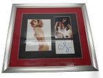 Eva Mendes signed piece of paper mounted with two photo prints Framed