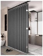 Magnetic Foldable Shower Curtain Waterproof Walk In Bath Screen No Rod Included