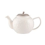 Stoneware Teapot Embossed Acorn Novelty 6Cup Tea Pot 1100ml Coffee Pot Neutral