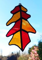 Stained Glass Oak Leaf in Autumn- Handmade - Suncatcher - NEW - 12.5cms (5ins)