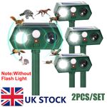 Solar Ultrasonic Dog Cat Repellent Fox Pest Scarer Deterrent Repeller Garden UK