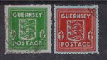 Guernsey. 1941. SG4-5. Set x 2 Bluish Green banknote paper. Very fine used.