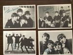 4 ICONIC SMALL BEATLES CARD PHOTO'S WITH PRINTED AUTOGRAPHS *(((REPRODUCTION)))*