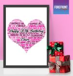 Personalised HEART WORD ART print - perfect birthday/keepsake/present gift A4/A3