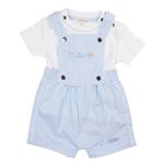 Baby Boys Blue 2 Piece Outfit ~ Boats ~ Dungaree Set ~ Mintini ~ 3 - 24 Months