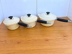 Le Creuset Signature Cream 3pc Enamel Cast Iron Saucepan Set w/ Lids