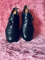 Venturini Made in Italy Black Leather Cap Toe Monk Strap Buckle Dress Shoes