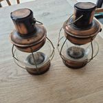 TWO DECORATIVE NAUTICAL STYLE ANCHOR OIL LAMPS